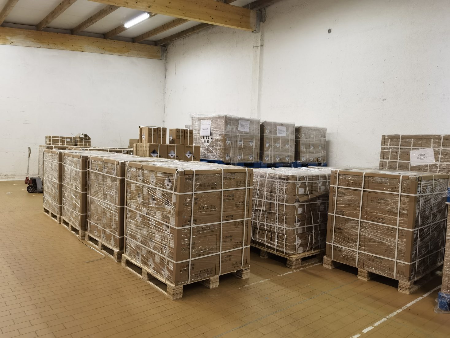 European warehouse pallets prepared for balcony storage shipment