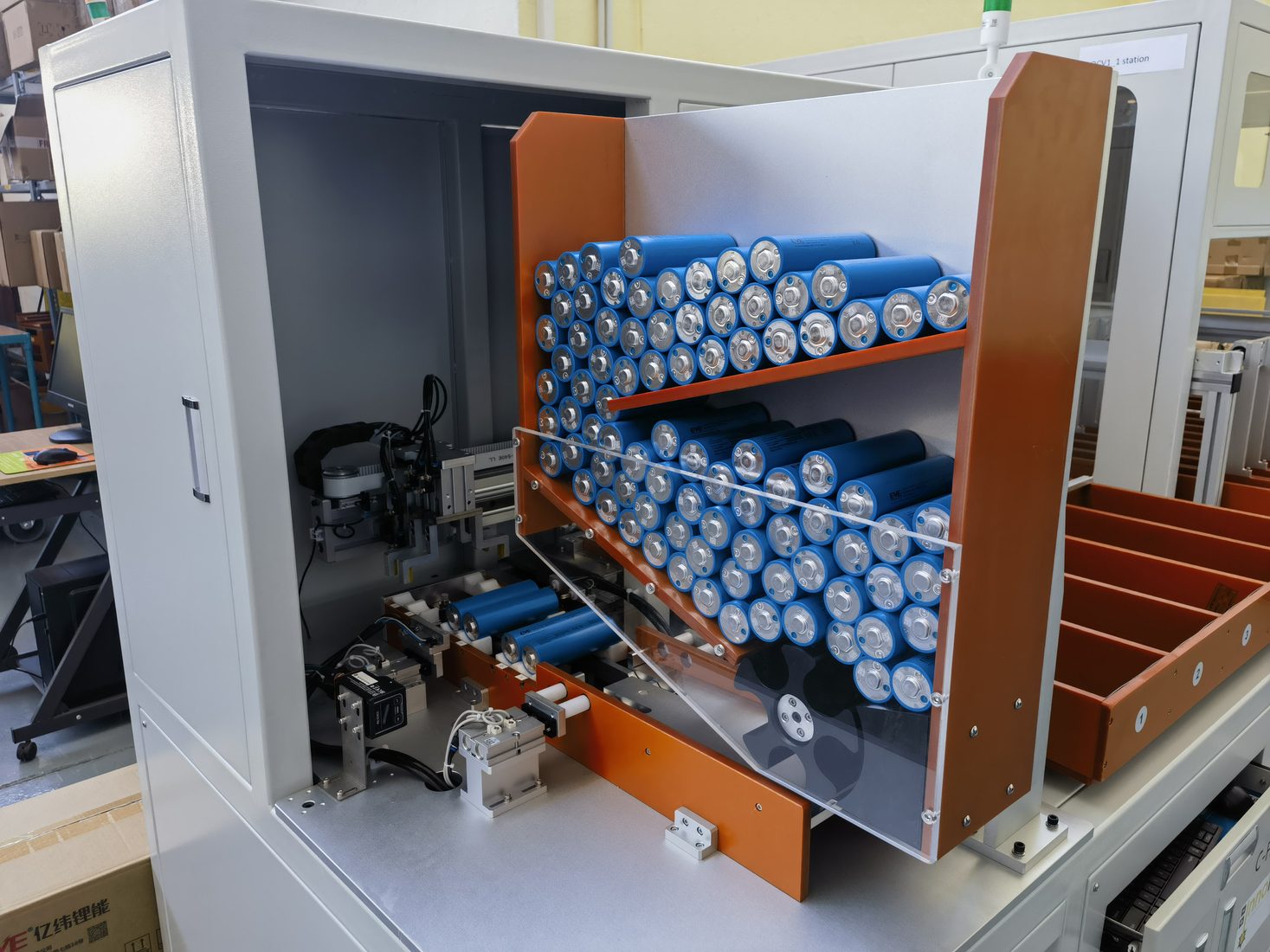 Battery cell sorting equipment at German partner facility
